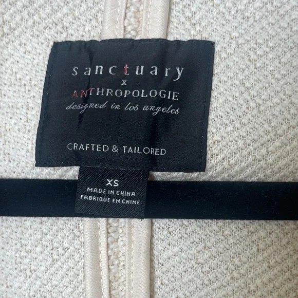 Sanctuary x Anthropologie Cream Textured Knit Blazer XS-S Quiet Luxury - Picture 2 of 13